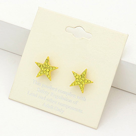 Rhinestone Embellished Star Stud Earrings