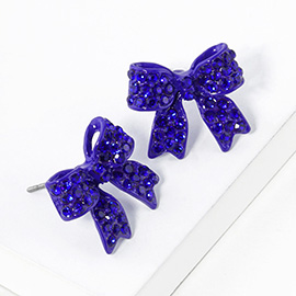 Pave bow stud earrings