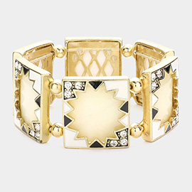 Mother of Pearl Square Stretch Bracelet