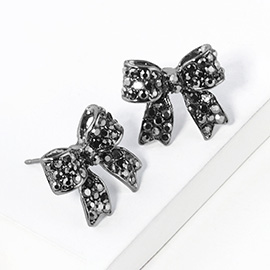 Pave bow stud earrings