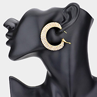 Crystal Rhinestone 1.75 Inch Hoop Earrings