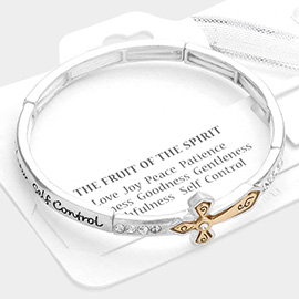 The Fruit of the Spirit Message Cross Accented Stretch Bracelet