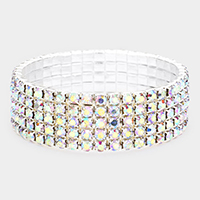 5-Row Crystal Rhinestone Stretchable Bracelet