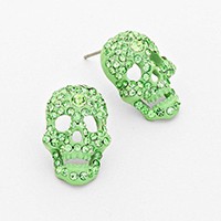 skull pave rhinestone stud earrings