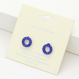 Rhinestone Embellished Open Circle Stud Earrings