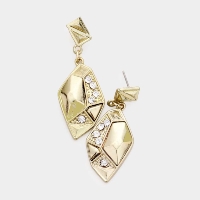 Crystal detail geo metal earrings
