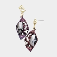 Crystal detail geo metal earrings