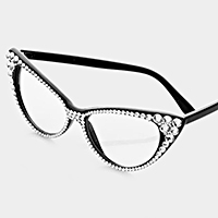 Crystal Cat Eye Clear Lens Sunglasses