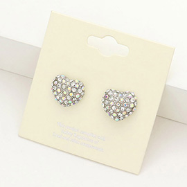 Crystal Pave Heart Stud Earrings