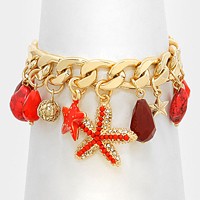Starfish & Bead Charm Bracelet