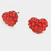 Crystal pave heart stud earrings