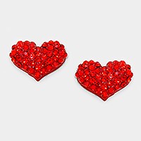 Crystal pave heart stud earrings