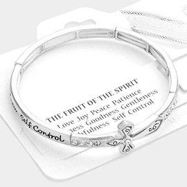 The Fruit of the Spirit Message Cross Accented Stretch Bracelet