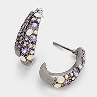 Crystal rhinestone bubble half hoop earrings