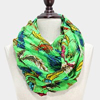 Colorful feather print infinity scarf