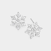 Crystal Pave Snowflake Stud Earrings