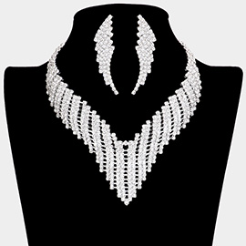 Crystal Rhinestone Pave Jagged Collar Evening Necklace