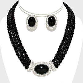 Rhinestone Trimmed Pearl Necklace