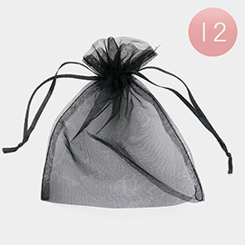 12PCS - 5.5 X 6.5 Ribboned Organza Gift Bags