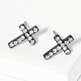 Crystal Cross Stud Earrings