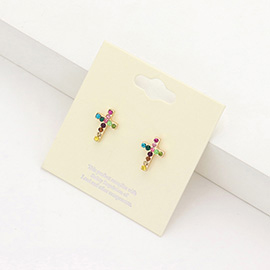 Crystal Cross Stud Earrings