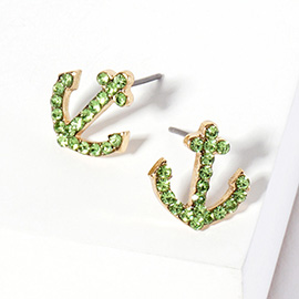 Crystal Rhinestone Paved Anchor Stud Earrings