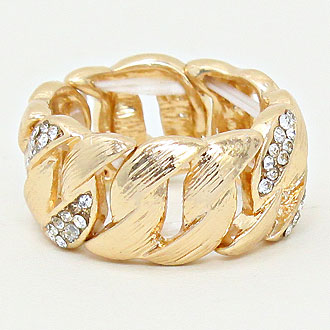 Crystal Accented Link Ring