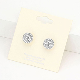 Rhinestone Pave Round Disc Stud Earrings