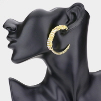 Crystal Rhinestone Chain Hoop Earrings