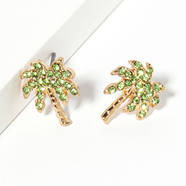 Crystal Paved Palm Tree Stud Earrings