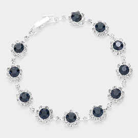 Round Crystal Rhinestone Rosette Evening Bracelet