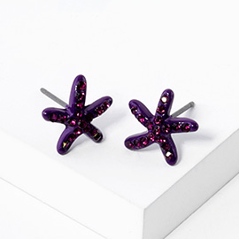 Crystal Paved Starfish Stud Earrings