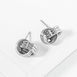 Metal Knot Ball Stud Earrings