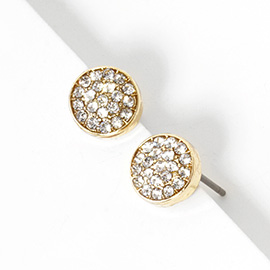 Crystal Pave Disk Stud Earrings