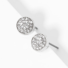 Crystal Pave Disk Stud Earrings