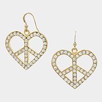 Crystal Peace Symbol Heart Earrings