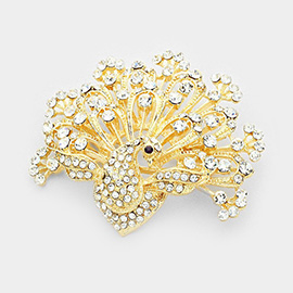 Crystal Stone Paved Peacock Pin Brooch