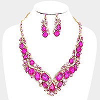 Glass crystal evening necklace

