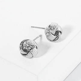 Textured Metal Love Knot Stud Earrings