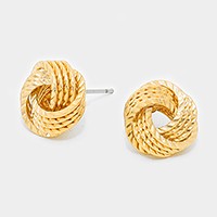 Textured Metal Love Knot Stud Earrings