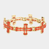 Two Tone Bubble Bead Cross Stretch Bracelet