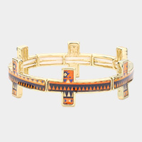 Funky Lacquered Triangle Cross Stretch Bracelet