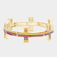 Funky Lacquered Triangle Cross Stretch Bracelet