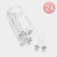 24 PCS - Mini Crystal Flower Hair Combs Pins
