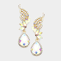 Crystal Rhinestone Teardrop Dangle Evening Earrings