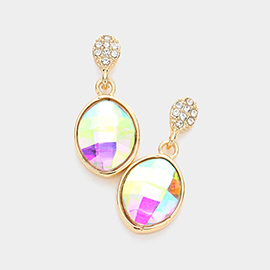 Oval Crystal Rhinestone Drop Earrings