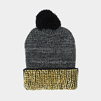 Studded Bling Pom Pom Beanie