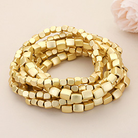 7 PCS - Metal Bead Stack Stretch Multi Layered Bracelets