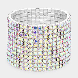 11-Row Crystal Rhinestone Stretchable Bracelet