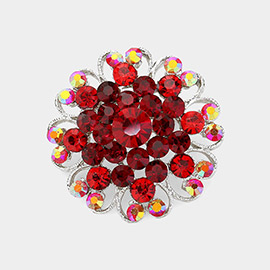 Floral Heart Crystal Rhinestone Brooch